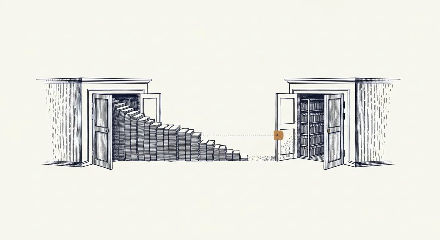 Warehouse migration, editorial illustration